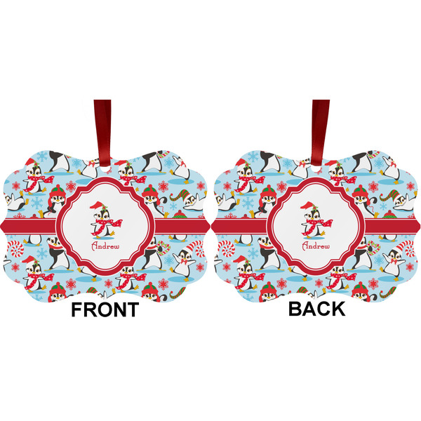 Christmas Penguins Metal Benilux Ornament - Front and Back (APPROVAL)