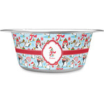 Christmas Penguins Stainless Steel Dog Bowl - Small (Personalized)