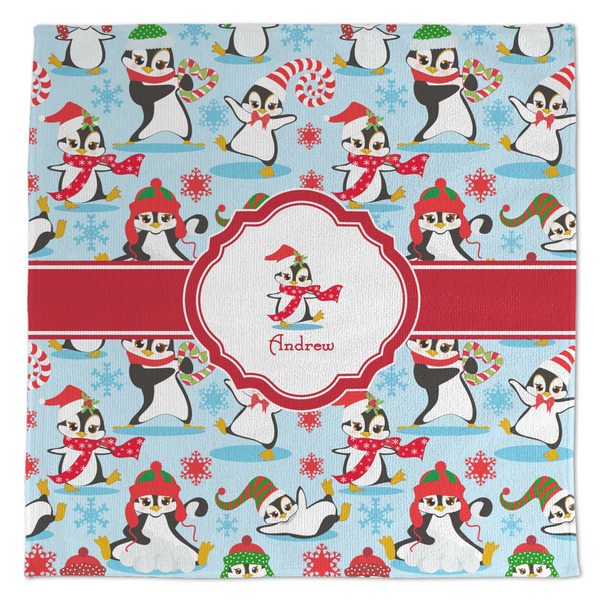 Custom Christmas Penguins Microfiber Dish Towel (Personalized)