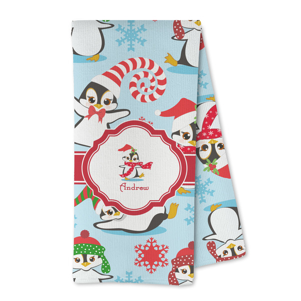 Custom Christmas Penguins Kitchen Towel - Microfiber (Personalized)