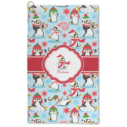 Christmas Penguins Microfiber Golf Towel - Large (Personalized)