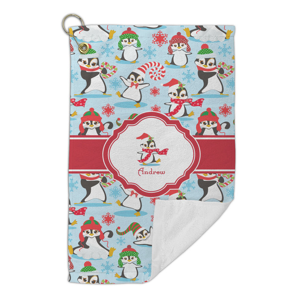 Christmas Penguins Microfiber Golf Towels Small - FRONT FOLDED