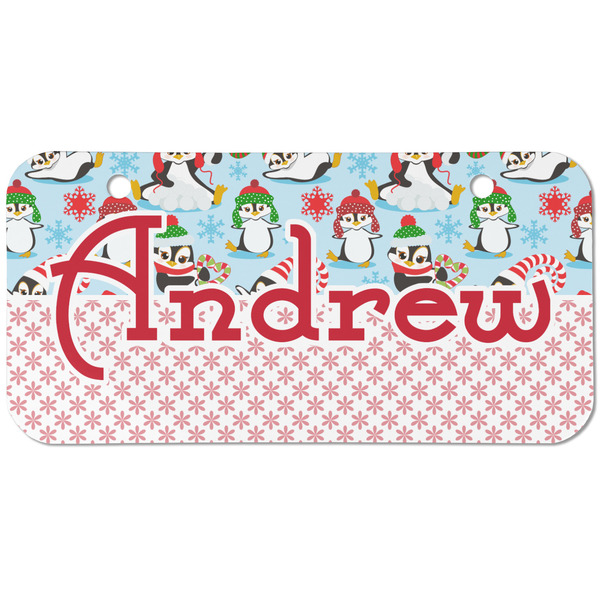 Custom Christmas Penguins Mini/Bicycle License Plate (2 Holes) (Personalized)
