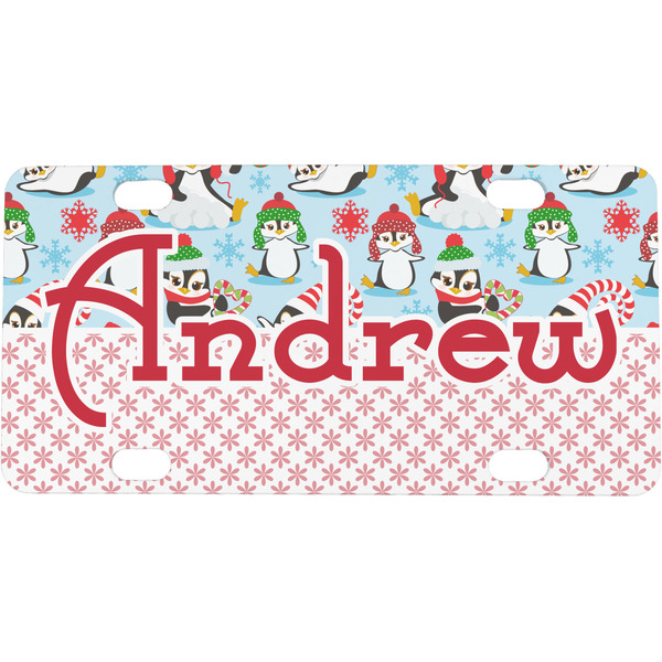 Custom Christmas Penguins Mini/Bicycle License Plate (Personalized)