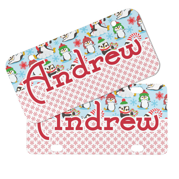 Christmas Penguins Mini License Plates - MAIN (4 and 2 Holes)