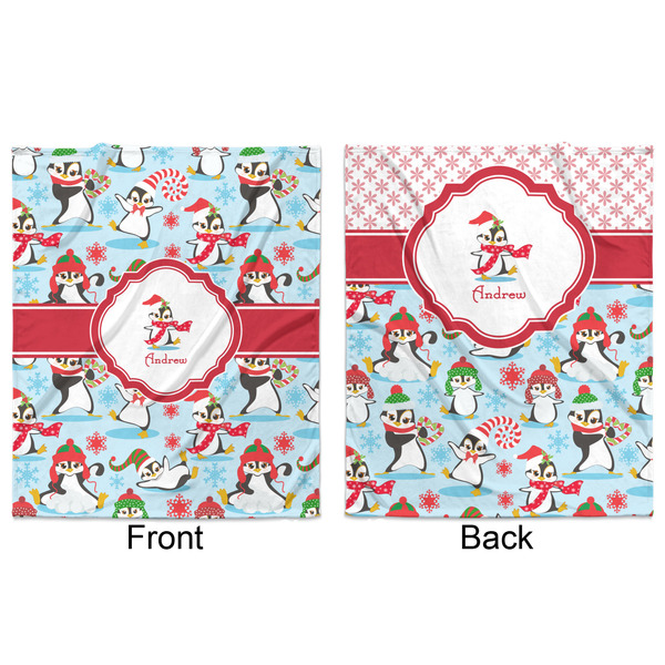 Christmas Penguins Minky Blanket - 50"x60" - Double Sided - Front & Back
