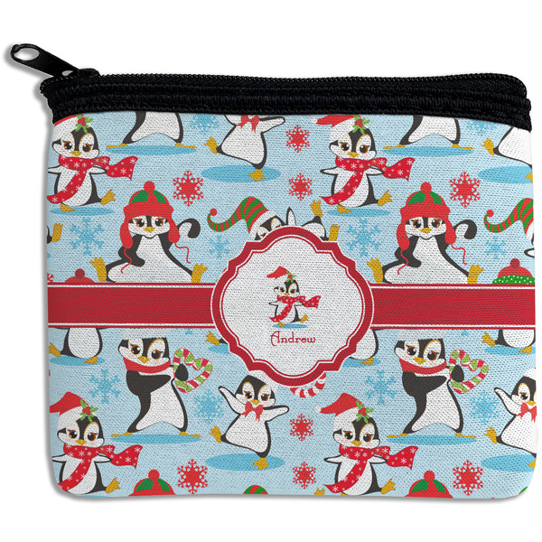 Custom Christmas Penguins Rectangular Coin Purse (Personalized)