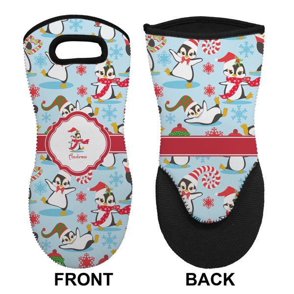 Christmas Penguins Neoprene Oven Mitt (Front & Back)