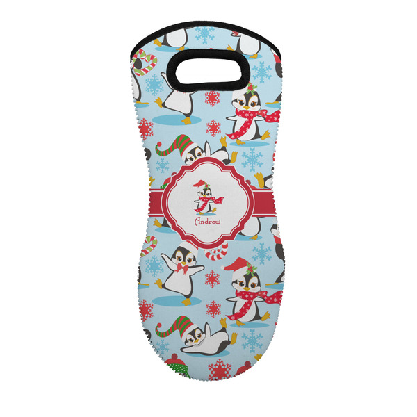 Custom Christmas Penguins Neoprene Oven Mitt - Single w/ Name or Text