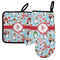 Christmas Penguins Left Oven Mitt & Pot Holder Set w/ Name or Text