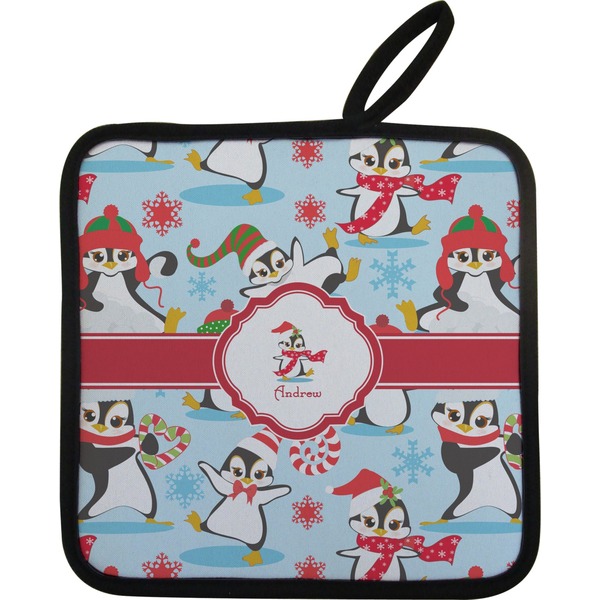 Custom Christmas Penguins Pot Holder w/ Name or Text