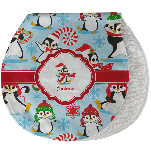 Christmas Penguins New Baby Burp Folded