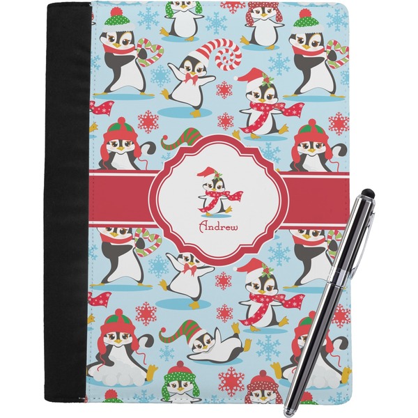 Custom Christmas Penguins Notebook Padfolio - Large w/ Name or Text