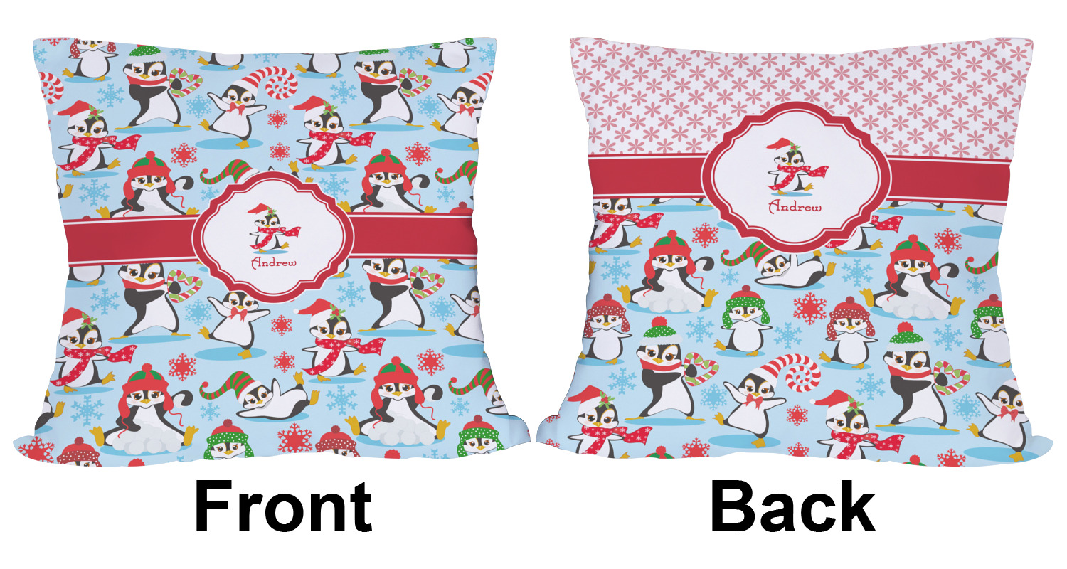 Christmas Penguins Outdoor Pillow (Personalized) YouCustomizeIt