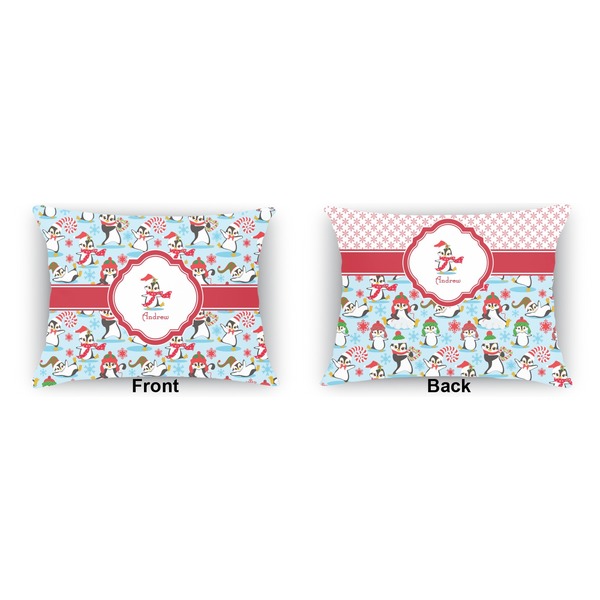 Christmas Penguins  Outdoor Rectangular Throw Pillow (Front and Back)
