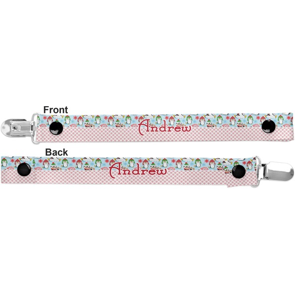 Christmas Penguins Pacifier Clip - Front and Back