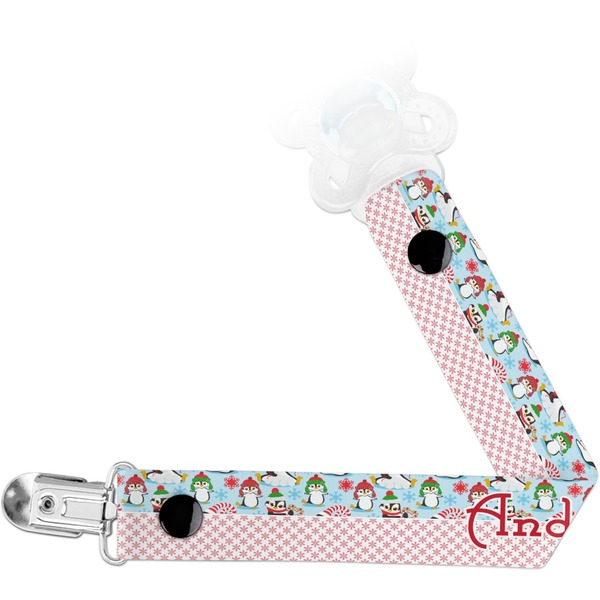 Custom Christmas Penguins Pacifier Clip (Personalized)