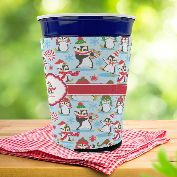 Christmas Penguins Party Cup Sleeves - with bottom - Lifestyle
