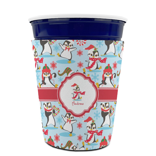 Christmas Penguins Party Cup Sleeves - without bottom - FRONT (on cup)