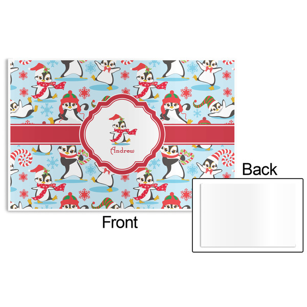 Christmas Penguins Disposable Paper Placemat - Front & Back