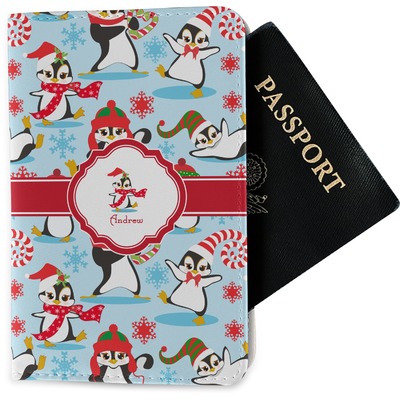 Christmas Penguins Passport Holder - Fabric (Personalized)