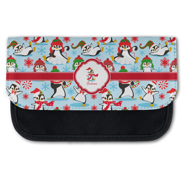 Custom Christmas Penguins Canvas Pencil Case w/ Name or Text