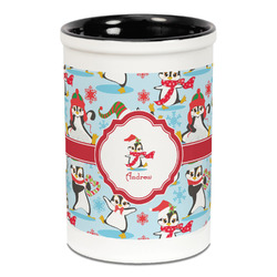 Christmas Penguins Ceramic Pencil Holders - Black