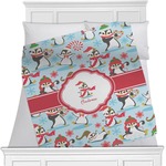 Christmas Penguins Minky Blanket - Queen / King - 90"x90" - Double Sided (Personalized)