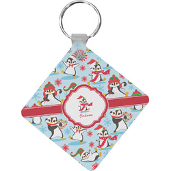 Christmas Penguins Diamond Plastic Keychain w/ Name or Text