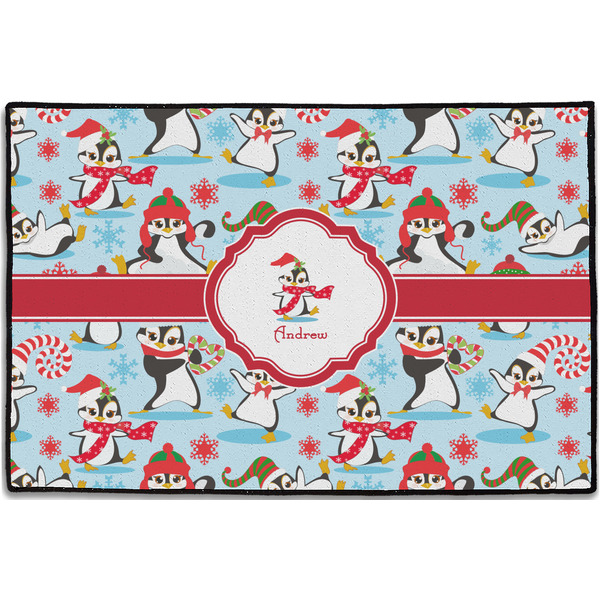 Custom Christmas Penguins Door Mat - 36"x24" (Personalized)