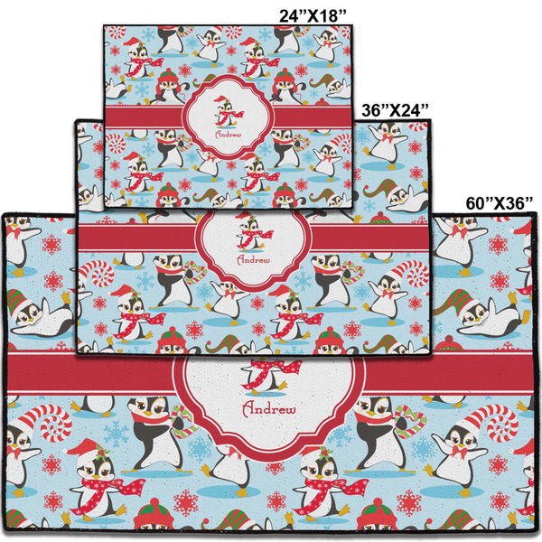 Christmas Penguins Personalized Door Mat - Group Parent IMF