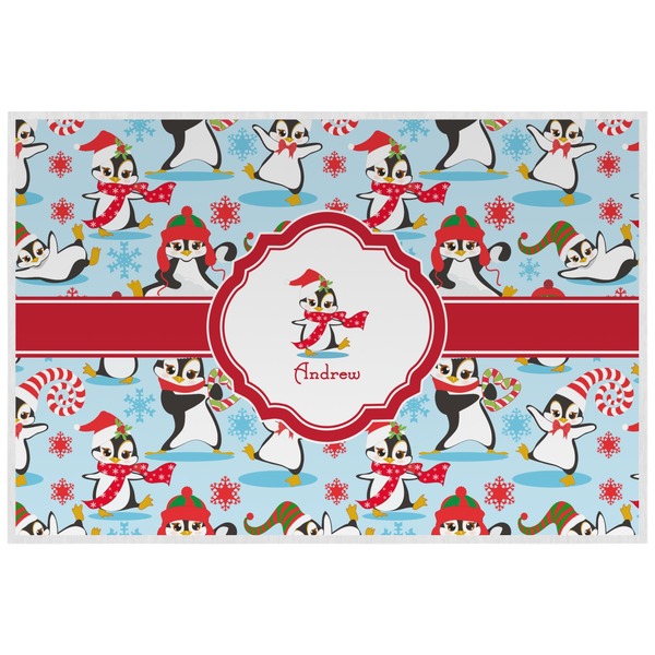 Custom Christmas Penguins Laminated Placemat w/ Name or Text