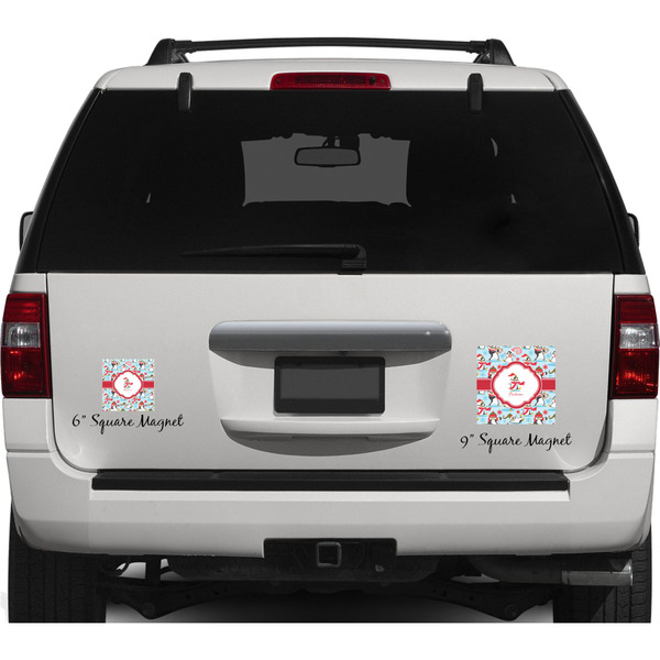 Christmas Penguins Personalized Square Car Magnets on Ford Explorer