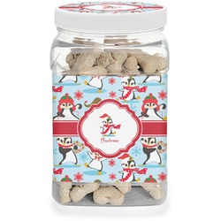 Christmas Penguins Dog Treat Jar (Personalized)