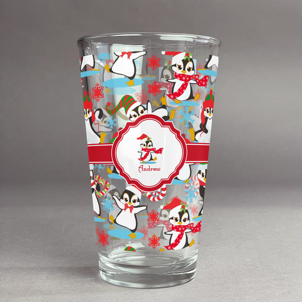 Custom Christmas Penguins Pint Glass - Full Print (Personalized)