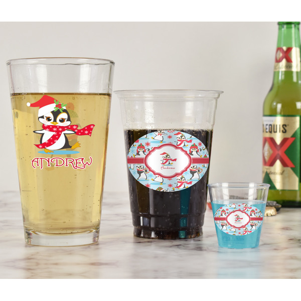 Christmas Penguins Pint Glass - Two Content - In Context