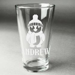 Christmas Penguins Pint Glass - Engraved (Single) (Personalized)