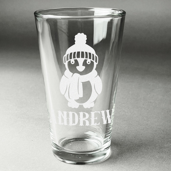 Custom Christmas Penguins Pint Glass - Engraved (Personalized)