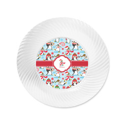 Christmas Penguins Plastic Party Appetizer & Dessert Plates - 6" (Personalized)