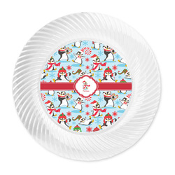 Christmas Penguins Plastic Party Dinner Plates - 10" (Personalized)