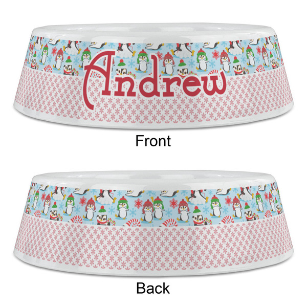 Christmas Penguins Plastic Pet Bowls - Large - APPROVAL