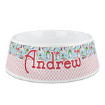 Christmas Penguins Plastic Dog Bowl - Medium (Personalized)