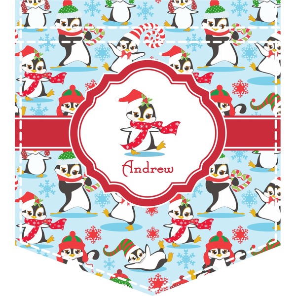 Custom Christmas Penguins Iron On Faux Pocket (Personalized)