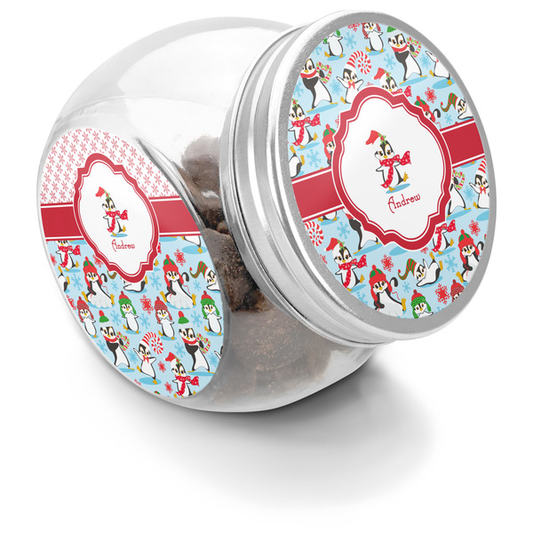 Custom Christmas Penguins Puppy Treat Jar (Personalized)