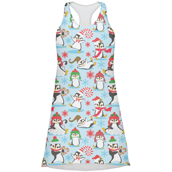 Custom Christmas Penguins Racerback Dress - Large