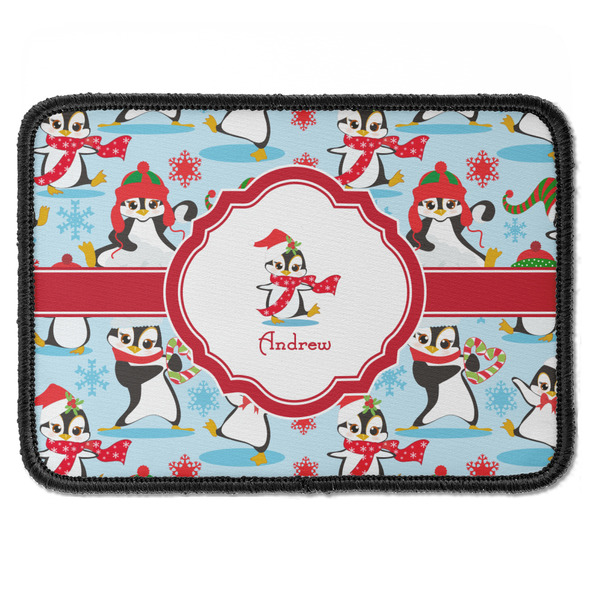 Custom Christmas Penguins Iron On Rectangle Patch w/ Name or Text