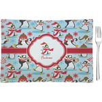 Christmas Penguins Rectangular Glass Appetizer / Dessert Plate - Single or Set (Personalized)