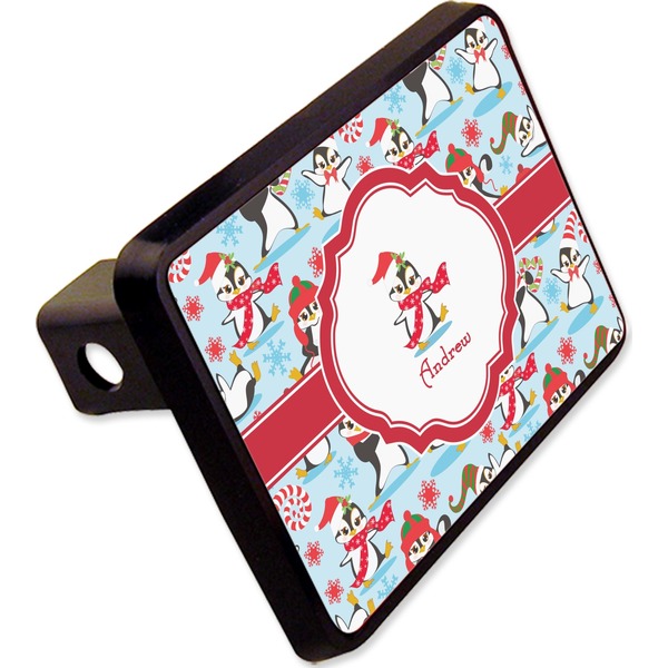 Custom Christmas Penguins Rectangular Trailer Hitch Cover - 2" (Personalized)