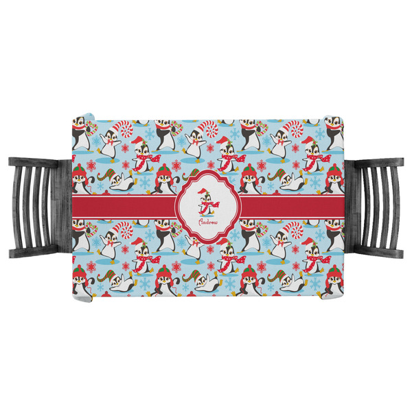Custom Christmas Penguins Tablecloth - 58"x58" (Personalized)