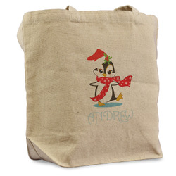 Christmas Penguins Reusable Cotton Grocery Bag - Single (Personalized)